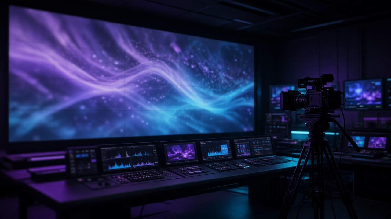Sala de control de video streaming y canal TV en vivo