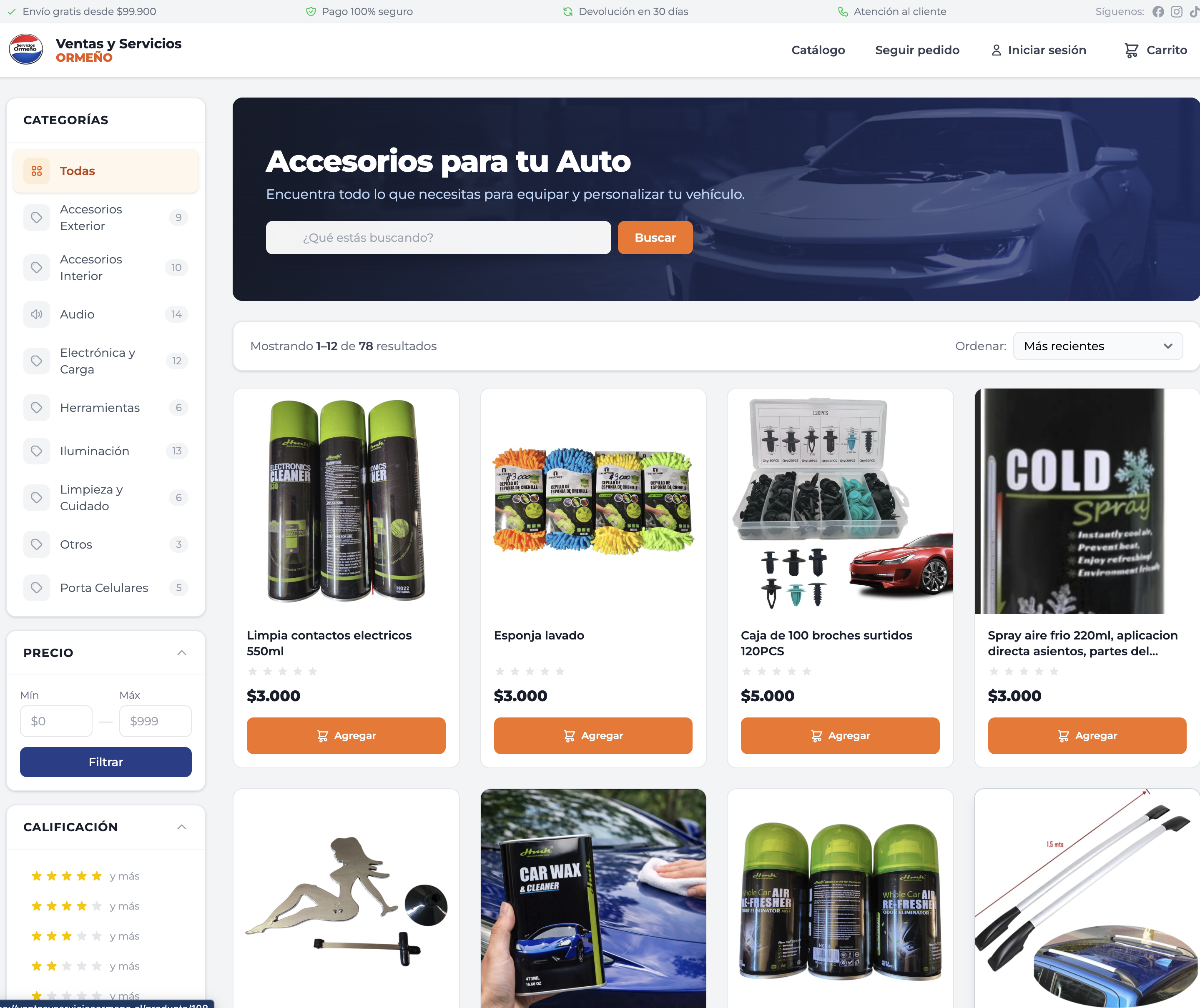 Demo de Carrito de Compras - Accesorios