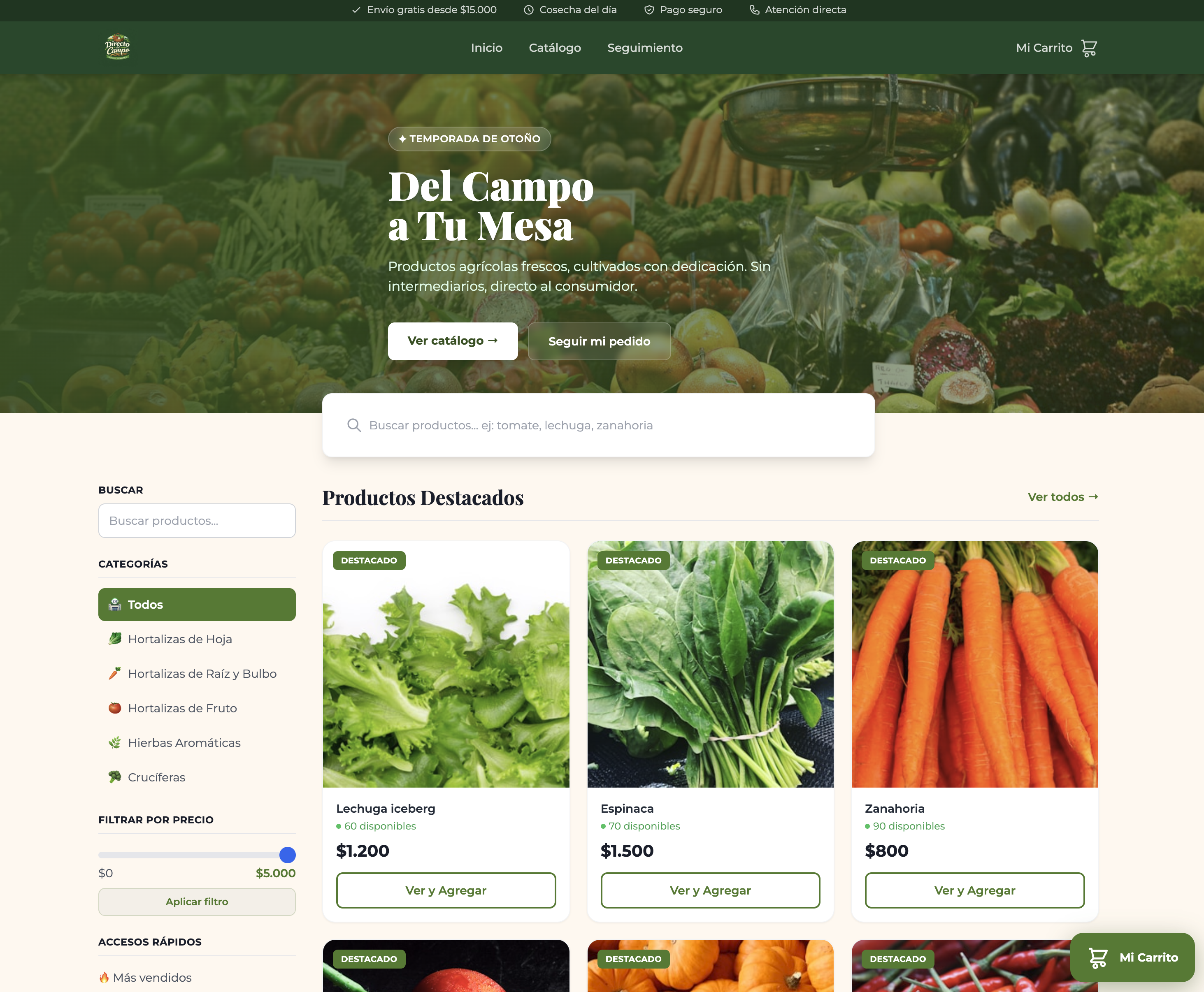 Demo de Carrito de Compras - Alimentos