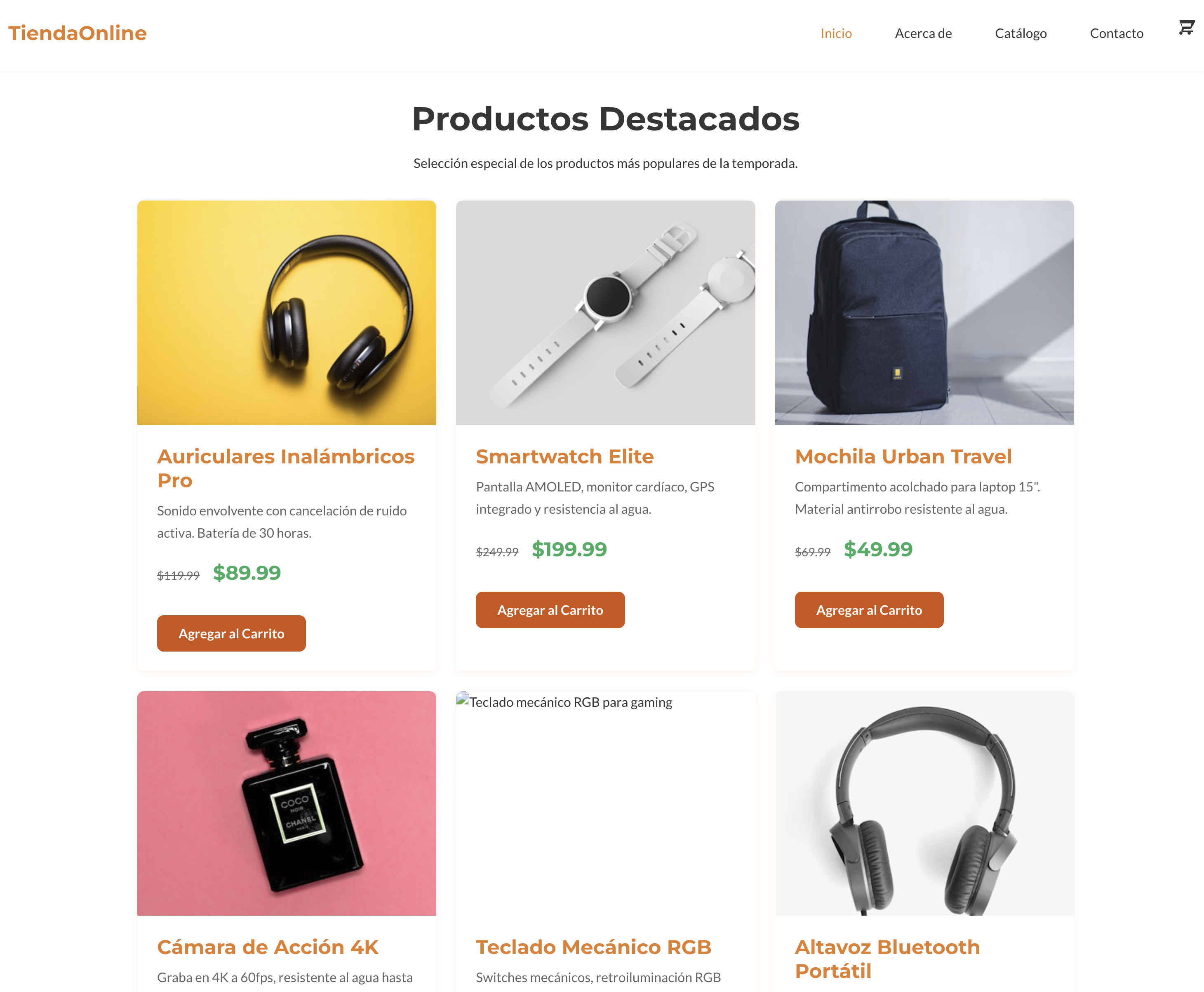 Plantilla web para Comercio Electrónico