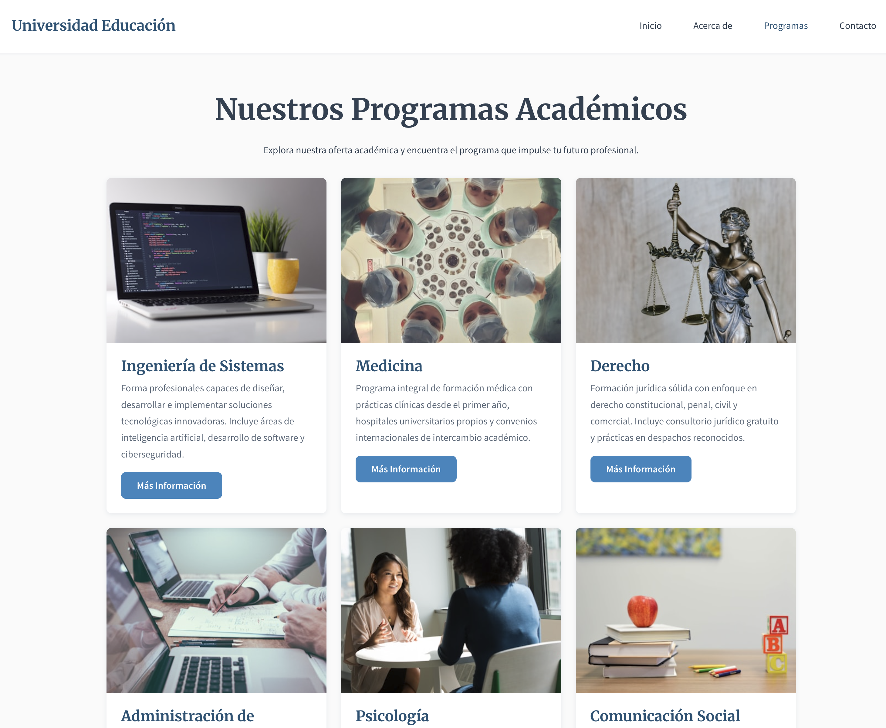 Plantilla web para Educación