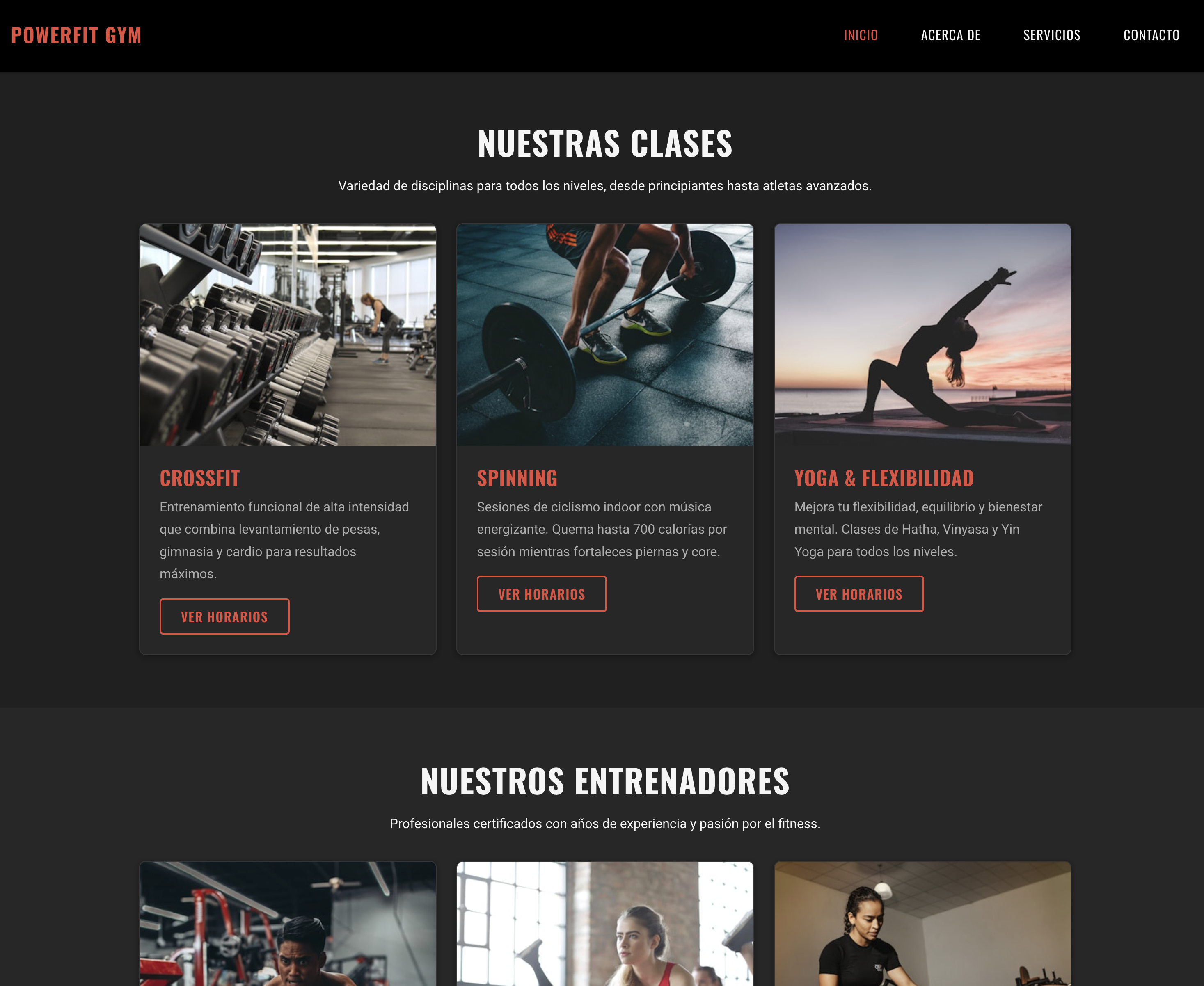 Plantilla web para Fitness y Gimnasio