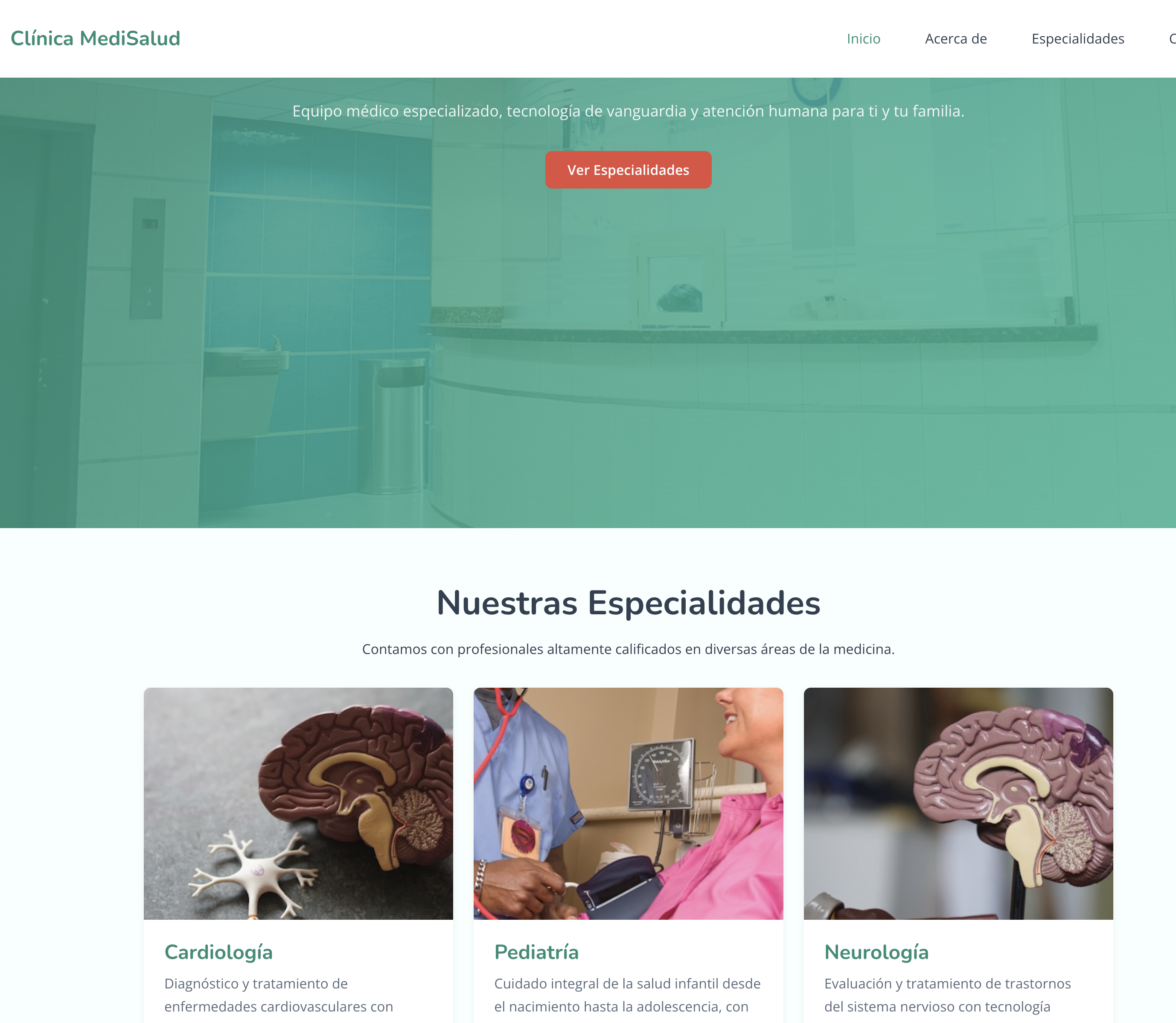 Plantilla web para Medicina y Salud