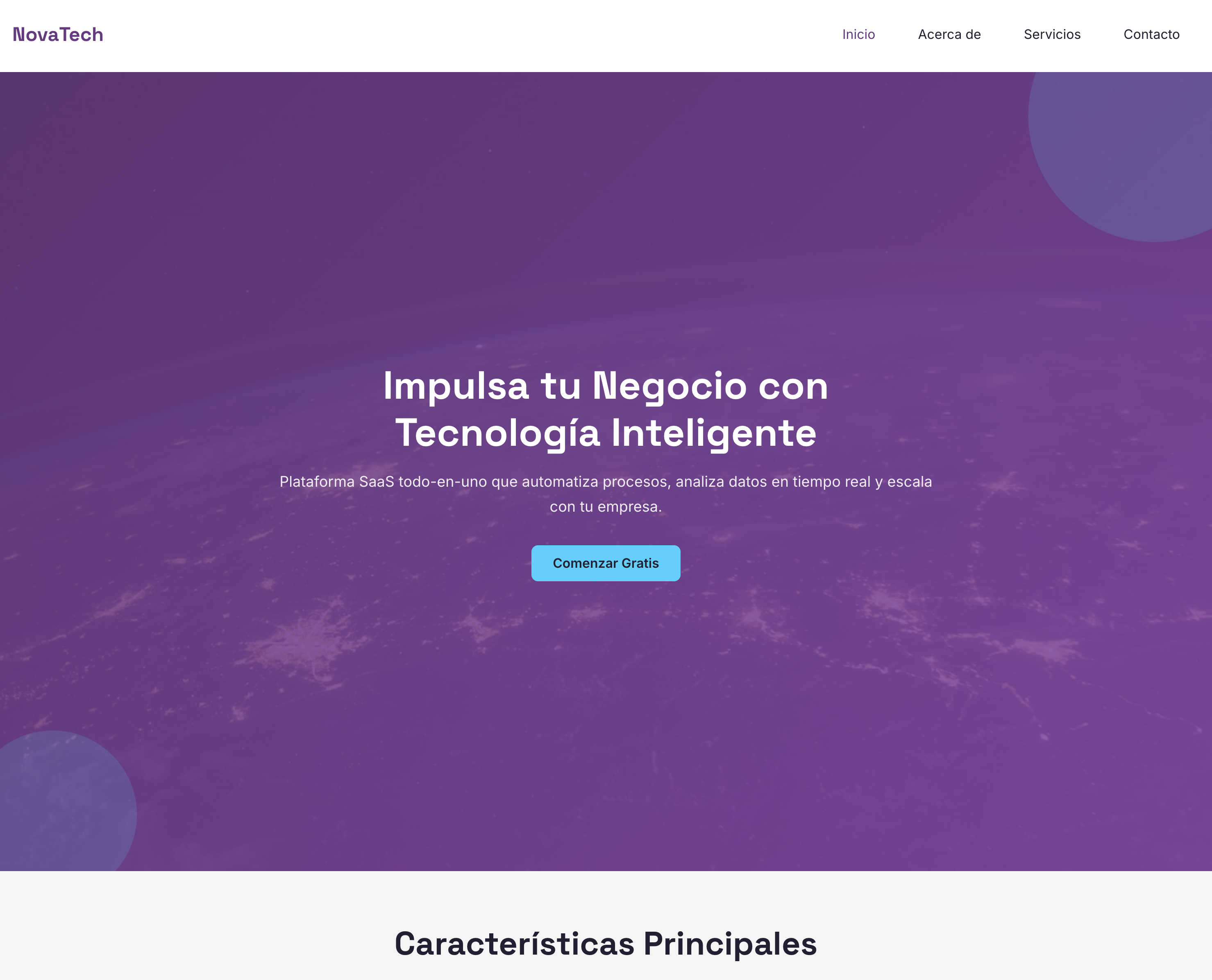 Plantilla web para Tecnología y Startup